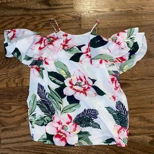 Banana Republic Cold Shoulder Tropical Top Size PS